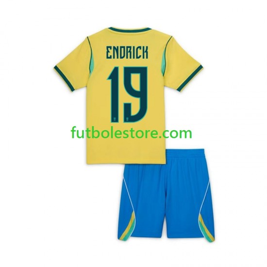 Primera Equipación del Brasil Endrick 19 World Cup 2026 Manga Corta para Niño (Camiseta y pantalón)