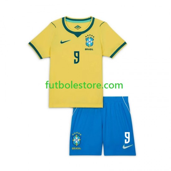 Primera Equipación del Brasil Matheus Cunha 9 Chidlren World Cup 2026 Manga Corta