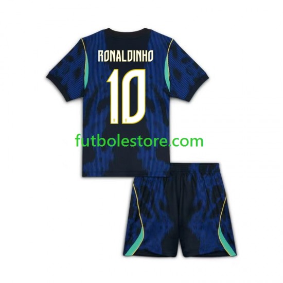 Segunda Equipación del Brasil Ronaldinho 10 World Cup 2026 Manga Corta para Niño (Camiseta y pantalón)
