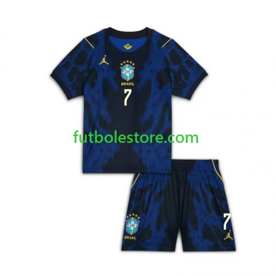 Segunda Equipación del Brasil Vinicius Junior 7 World Cup 2026 Manga Corta para Niño (Camiseta y pantalón)