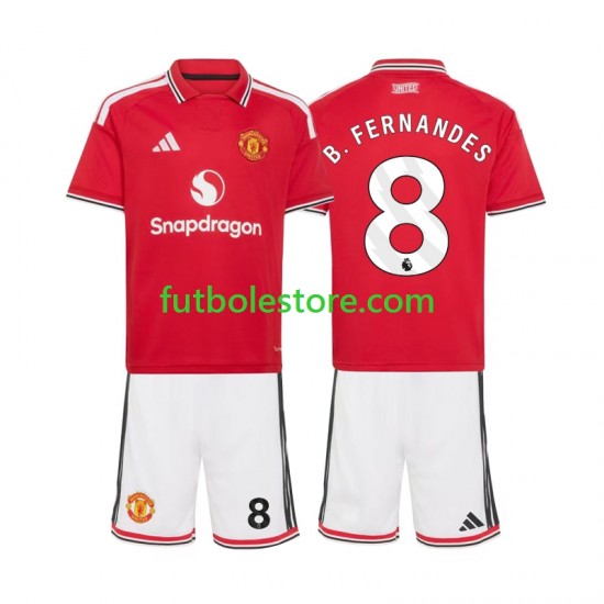 Primera Equipación del Manchester United Bruno Fernandes 8 2026-2027 Manga Corta para Niño (Camiseta y pantalón)