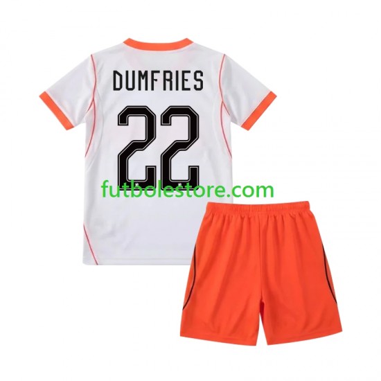 Segunda Equipación del Países Bajos Denzel Dumfries 22 World Cup 2026 Manga Corta para Niño (Camiseta y pantalón)