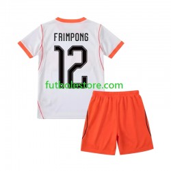 Segunda Equipación del Países Bajos Jeremie Frimpong 12 World Cup 2026 Manga Corta para Niño (Camiseta y pantalón)