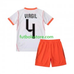 Segunda Equipación del Países Bajos Virgil van Dijk 4 World Cup 2026 Manga Corta para Niño (Camiseta y pantalón)