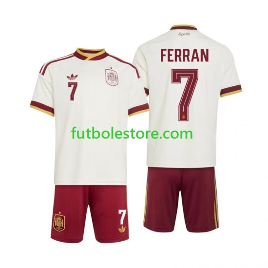 Segunda Equipación del España Ferran Torres 7 World Cup 2026 Manga Corta para Niño (Camiseta y pantalón)