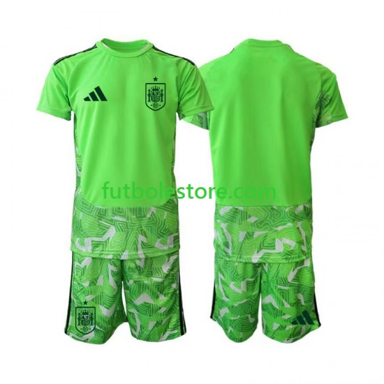 Equipación del España Portero 6th Green color World Cup 2026 Manga Corta para Niño (Camiseta y pantalón)