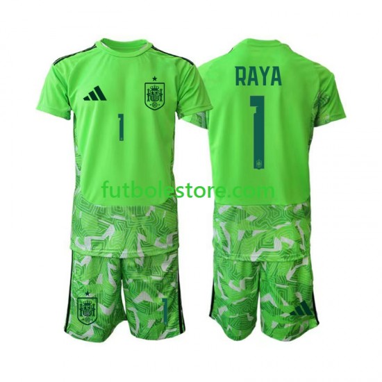 Equipación del España Portero David Raya 1 6th Green color World Cup 2026 Manga Corta para Niño (Camiseta y pantalón)