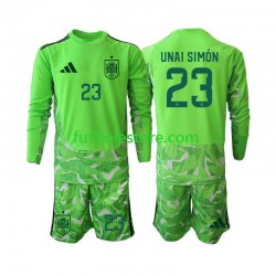 Equipación del España Portero Unai Simon 23 6th Green color World Cup 2026 ML para Niño (Camiseta y pantalón)
