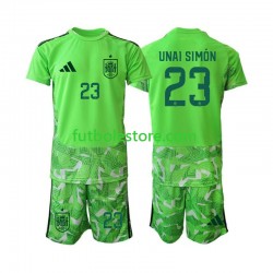 Equipación del España Portero Unai Simon 23 6th Green color World Cup 2026 Manga Corta para Niño (Camiseta y pantalón)