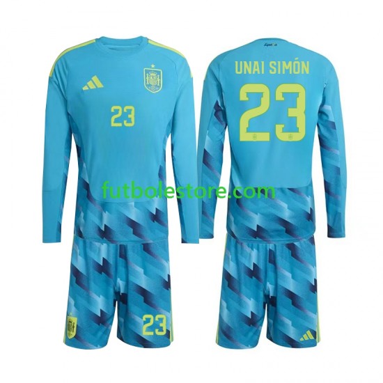 Primera Equipación del España Portero Unai Simon 23 World Cup 2026 ML para Niño (Camiseta y pantalón)