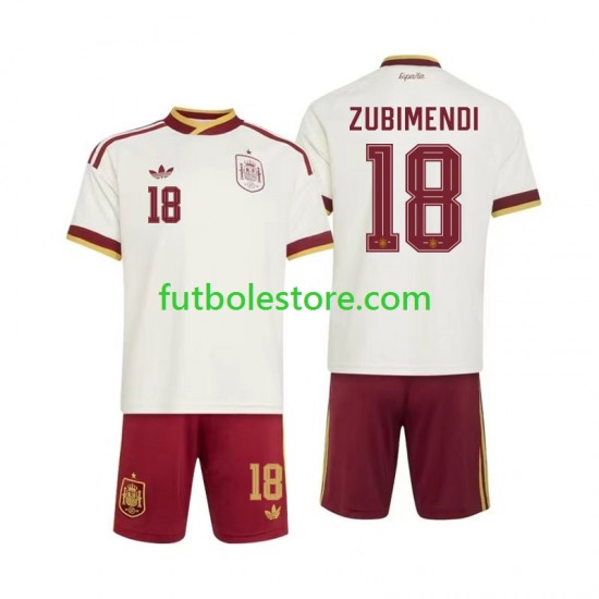 Segunda Equipación del España Martin Zubimendi 18 World Cup 2026 Manga Corta para Niño (Camiseta y pantalón)