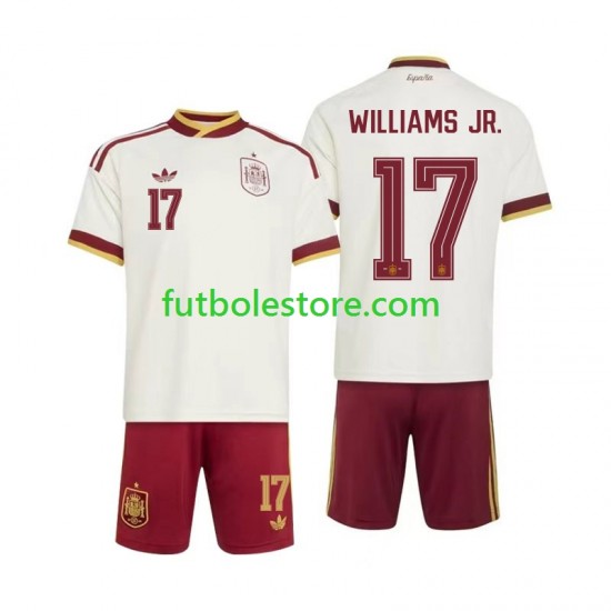 Segunda Equipación del España Nico Williams 17 World Cup 2026 Manga Corta para Niño (Camiseta y pantalón)