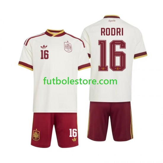 Segunda Equipación del España Rodri 16 World Cup 2026 Manga Corta para Niño (Camiseta y pantalón)