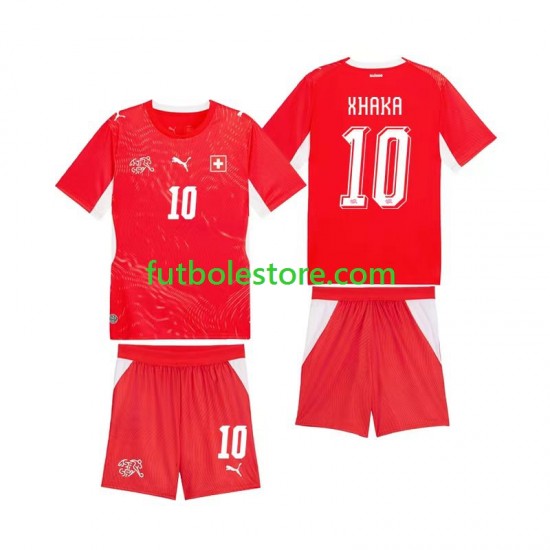 Primera Equipación del Suiza Granit Xhaka 10 World Cup 2026 Manga Corta para Niño (Camiseta y pantalón)
