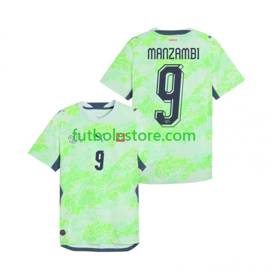 Segunda Equipación del Suiza Johan Manzambi 9 World Cup 2026 Manga Corta para Hombre