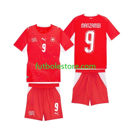 Primera Equipación del Suiza Johan Manzambi 9 World Cup 2026 Manga Corta para Niño (Camiseta y pantalón)