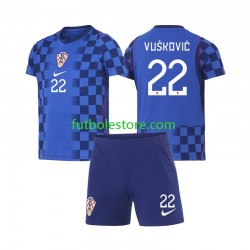 Segunda Equipación del Croacia Luka Vuskovic 22 World Cup 2026 Manga Corta para Niño (Camiseta y pantalón)