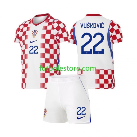 Primera Equipación del Croacia Luka Vuskovic 22 World Cup 2026 Manga Corta para Niño (Camiseta y pantalón)