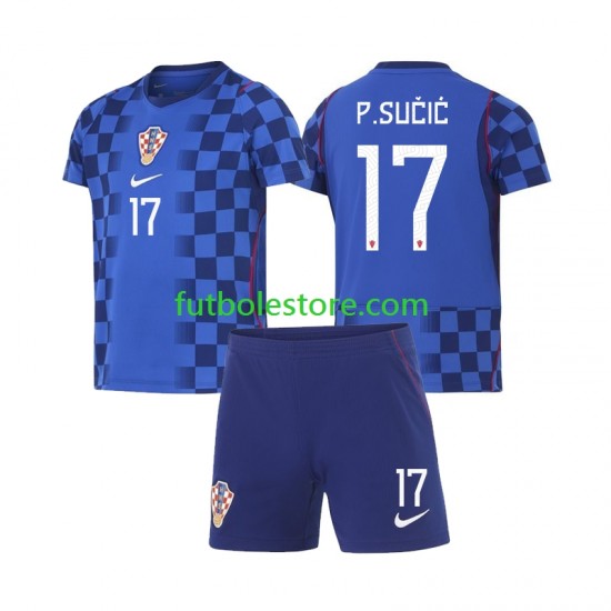Segunda Equipación del Croacia Petar Sucic 17 World Cup 2026 Manga Corta para Niño (Camiseta y pantalón)