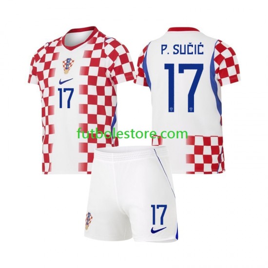 Primera Equipación del Croacia Petar Sucic 17 World Cup 2026 Manga Corta para Niño (Camiseta y pantalón)