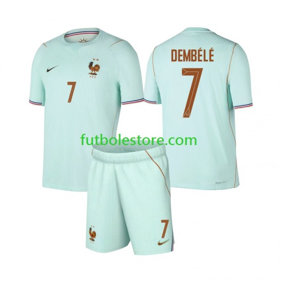 Segunda Equipación del Francia Ousmane Dembele 7 World Cup 2026 Manga Corta para Niño (Camiseta y pantalón)
