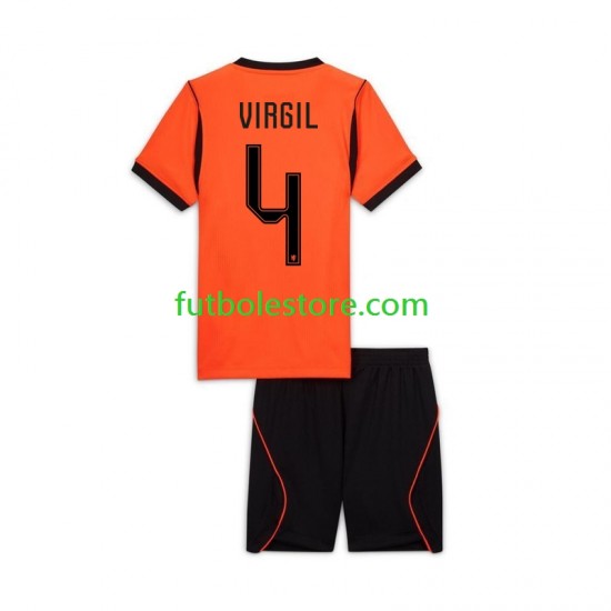 Primera Equipación del Países Bajos Virgil van Dijk 4 World Cup 2026 Manga Corta para Niño (Camiseta y pantalón)