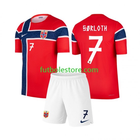 Primera Equipación del Noruega Alexander Sorloth 7 World Cup 2026 Manga Corta para Niño (Camiseta y pantalón)