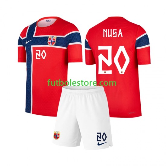 Primera Equipación del Noruega Antonio Nusa 20 World Cup 2026 Manga Corta para Niño (Camiseta y pantalón)