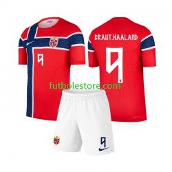 Primera Equipación del Noruega Erling Haaland 9 World Cup 2026 Manga Corta para Niño (Camiseta y pantalón)