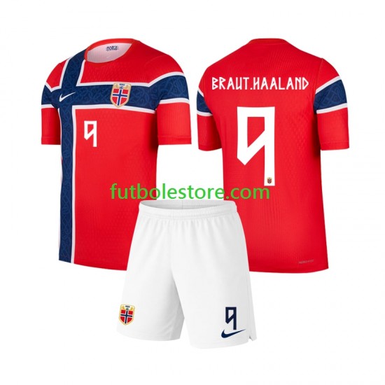 Primera Equipación del Noruega Erling Haaland 9 World Cup 2026 Manga Corta para Niño (Camiseta y pantalón)