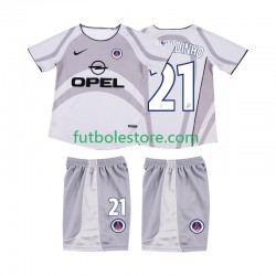 Segunda Equipación del AC Milan RONALDINHO 21 Retro 2001 2002 Manga Corta para Niño (Camiseta y pantalón)