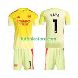 Primera Equipación del Arsenal Portero Raya 1 2025-2026 Manga Corta para Niño (Camiseta y pantalón)