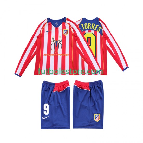 Primera Equipación del Atlético Madrid F TORRES 9 Retro 2004 2005 ML para Niño (Camiseta y pantalón)