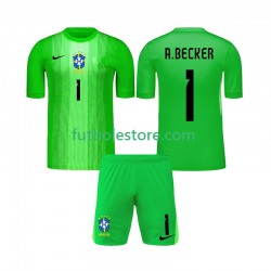 Primera Equipación del Brasil Portero Alisson Becker 1 2026 Manga Corta para Niño (Camiseta y pantalón)