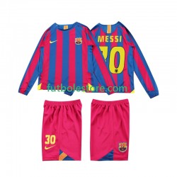 Primera Equipación del FC Barcelona Lionel Messi 10 Retro 2005 2006 ML para Niño (Camiseta y pantalón)