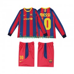 Primera Equipación del FC Barcelona Lionel Messi 10 Retro 2010 2011 ML para Niño (Camiseta y pantalón)