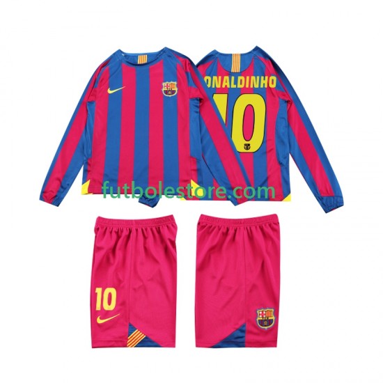 Primera Equipación del FC Barcelona RONALDINHO 10 Retro 2005 2006 ML para Niño (Camiseta y pantalón) Primera Equipación del FC Barcelona RONALDINHO 10 Retro 2005 2006 ML para Niño (Camiseta y pantalón)
