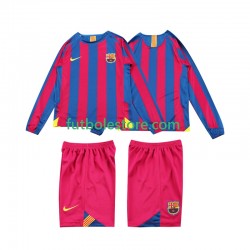 Primera Equipación del FC Barcelona Retro 2005 2006 ML para Niño (Camiseta y pantalón)