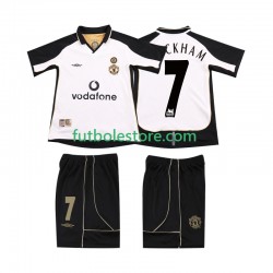 Segunda Manchester United BECKHAM 7 Anniversary Football Shirt 2001 2002 Manga Corta para Niño (Camiseta y pantalón)