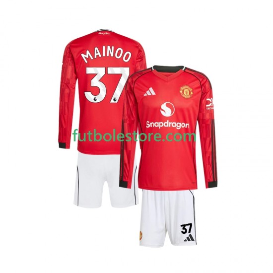 Primera Equipación del Manchester United Kobbie Mainoo 37 2025-2026 ML para Niño (Camiseta y pantalón) Primera Equipación del Manchester United Kobbie Mainoo 37 2025-2026 ML para Niño (Camiseta y pantalón)