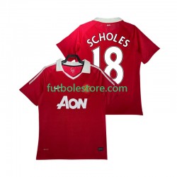 Primera Equipación del Manchester United SCHOLES 18 Retro 2010 2011 Manga Corta para Hombre