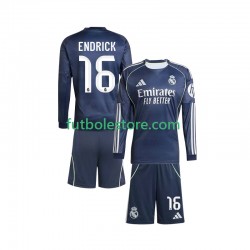 Segunda Equipación del Real Madrid Endrick 16 2025-2026 ML para Niño (Camiseta y pantalón)