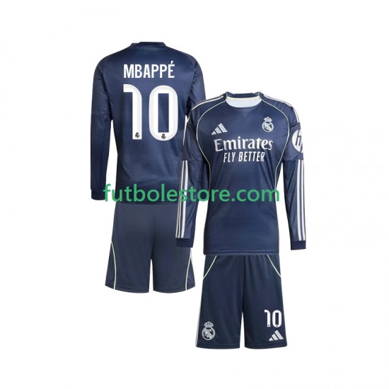 Segunda Equipación del Real Madrid Kylian Mbappe 10 2025-2026 ML para Niño (Camiseta y pantalón) Segunda Equipación del Real Madrid Kylian Mbappe 10 2025-2026 ML para Niño (Camiseta y pantalón)