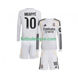 Primera Equipación del Real Madrid Kylian Mbappe 10 2025-2026 ML para Niño (Camiseta y pantalón)
