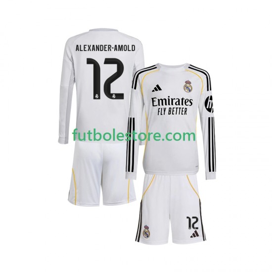 Primera Equipación del Real Madrid Trent Alexander-Arnold 12 2025-2026 ML para Niño (Camiseta y pantalón) Primera Equipación del Real Madrid Trent Alexander-Arnold 12 2025-2026 ML para Niño (Camiseta y pantalón)