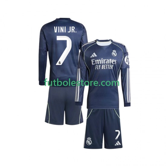 Segunda Equipación del Real Madrid Vinicius Junior 7 2025-2026 ML para Niño (Camiseta y pantalón) Segunda Equipación del Real Madrid Vinicius Junior 7 2025-2026 ML para Niño (Camiseta y pantalón)