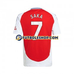 Primera Equipación del Arsenal Bukayo Saka 7 2024-2025 Rojo Manga Corta para Hombre