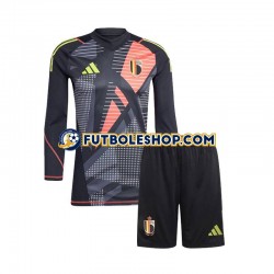 Primera Equipación del Bélgica Portero Euro 2024 Negro ML para Niño (Camiseta y pantalón)