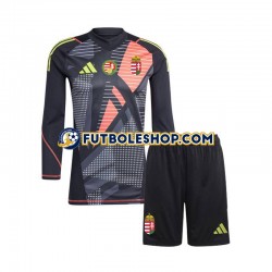 Primera Equipación del Hungría Portero Euro 2024 Negro ML para Niño (Camiseta y pantalón)