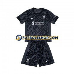 Primera Equipación del Liverpool Portero 2024-2025 Negro Manga Corta para Niño (Camiseta y pantalón)